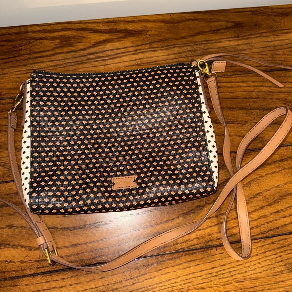 Fossil Black and Tan Crossbody Bag